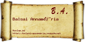 Balsai Annamária névjegykártya